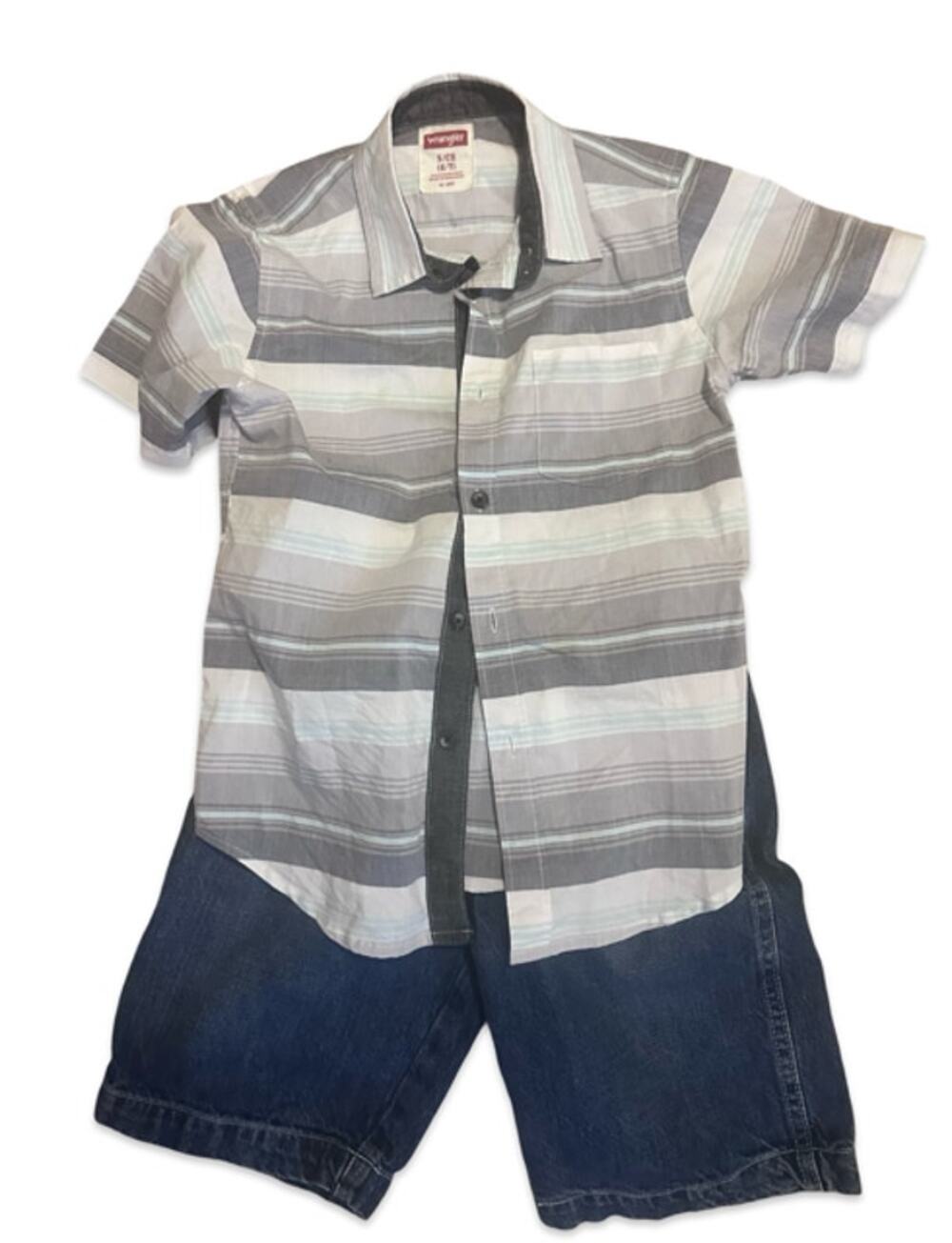 Wrangler Button Front Shirt &  Denim Shorts  Size 6/7 Outfit